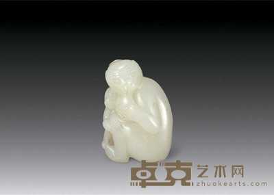 清中期 白玉双猴坠 高4.2cm